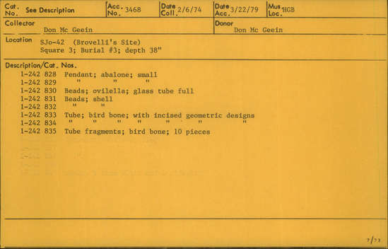 Documentation associated with Hearst Museum object titled Beads, accession number 1-242831, described as Shell