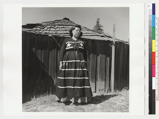 Hearst Museum object titled Black-and-white negative, accession number 15-20223, described as Front view of black dancing dress