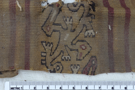 Hearst Museum object 2 of 7 titled Tapestry fragment, accession number 4-5831, described as Fragment of tapestry cloth