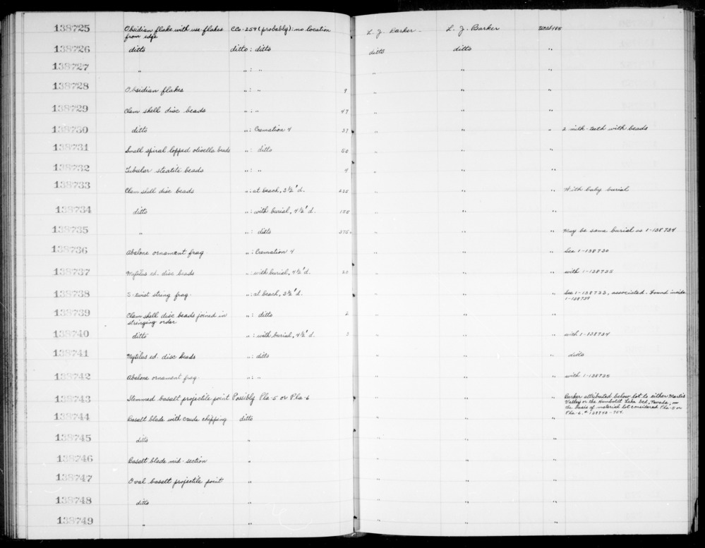 Documentation associated with Hearst Museum object titled Beads, accession number 1-138737, described as Mytilus edulis disc. Middle culture period Alameda district, coastal and bay