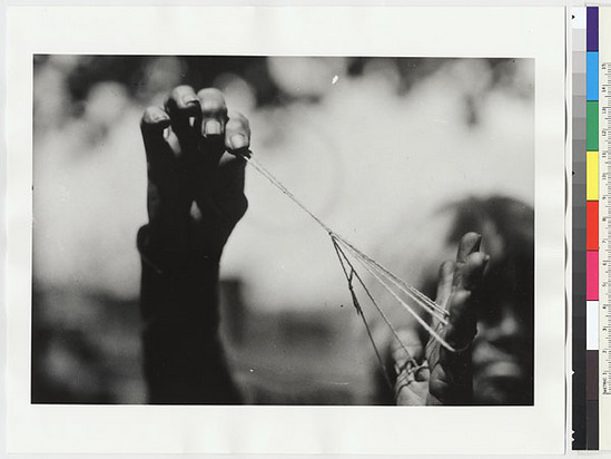 Hearst Museum object titled Black-and-white negative, accession number 15-7157, described as Cat's cradle: Bark house, complete