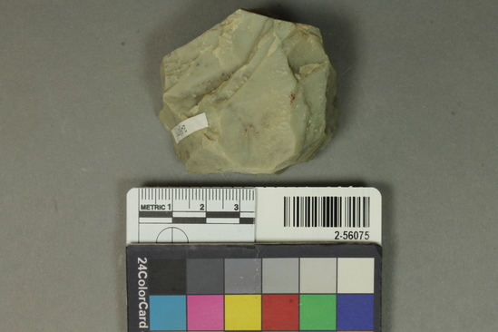 Hearst Museum object titled Core, accession number 2-56075, described as Core of green chert, 5.5 mm.