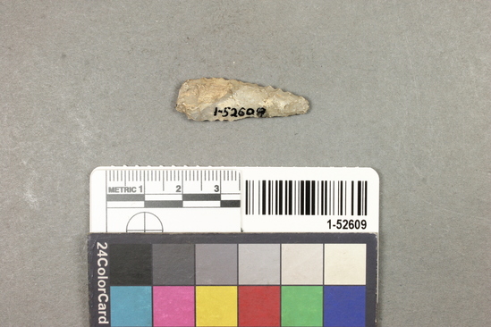 Hearst Museum object titled Point, accession number 1-52609, described as Grey flint.