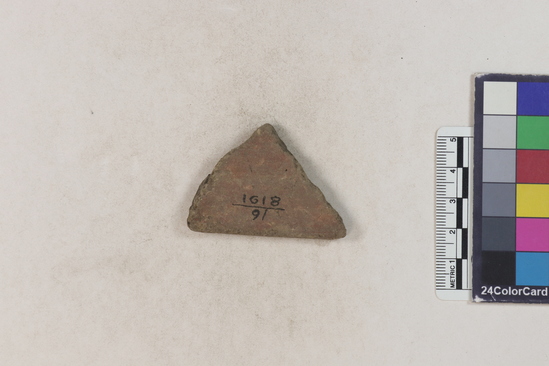 Hearst Museum object 21 of 160 titled Potsherd, accession number 16-8191, described as Potsherd: rims Section of Manta on beach currently inhabited. Numbers  8111 to 8194 are sherds picked up on beach at low tide.