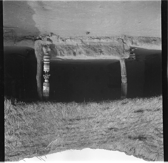 Hearst Museum object titled Black-and-white negative, accession number 15-30851, described as Black and white negative, 2.25'' Nigeria, Meko, Houseposts, 1951
