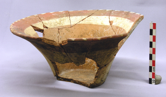 Hearst Museum object titled Bowl, accession number 4-2637, described as Flaring, flat-bottomed bowl, design on inside.