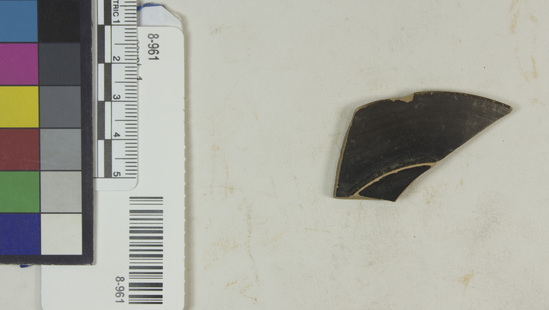 Hearst Museum object titled Kylix fragment, accession number 8-961, described as Fragment of a red-figured kylix