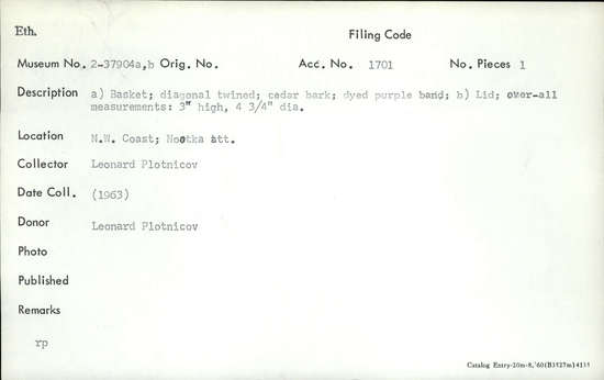 Documentation associated with Hearst Museum object titled Shell fragment, accession number 2-39704, described as Shell fragment; broken, of white olivella.