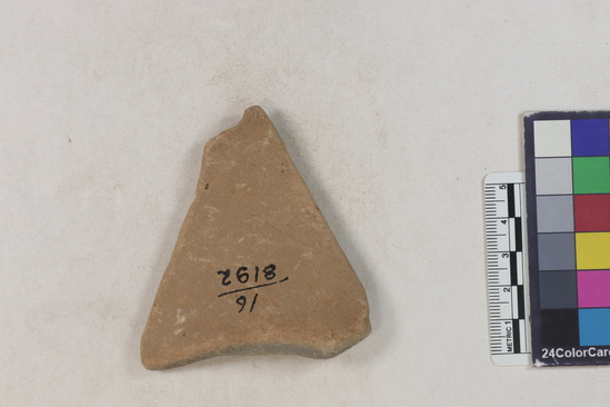 Hearst Museum object 23 of 183 titled Potsherd, accession number 16-8192, described as Potsherd: bodys Section of Manta on beach currently inhabited. Numbers  8111 to 8194 are sherds picked up on beach at low tide.