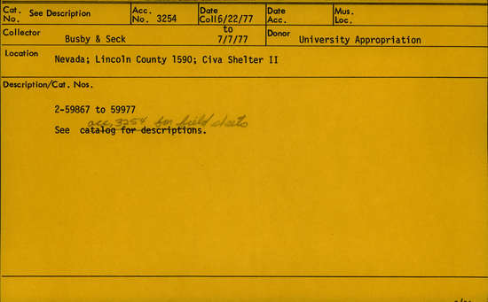 Documentation associated with Hearst Museum object titled Handaxe, accession number 2-59928, described as No description given on catalog card.