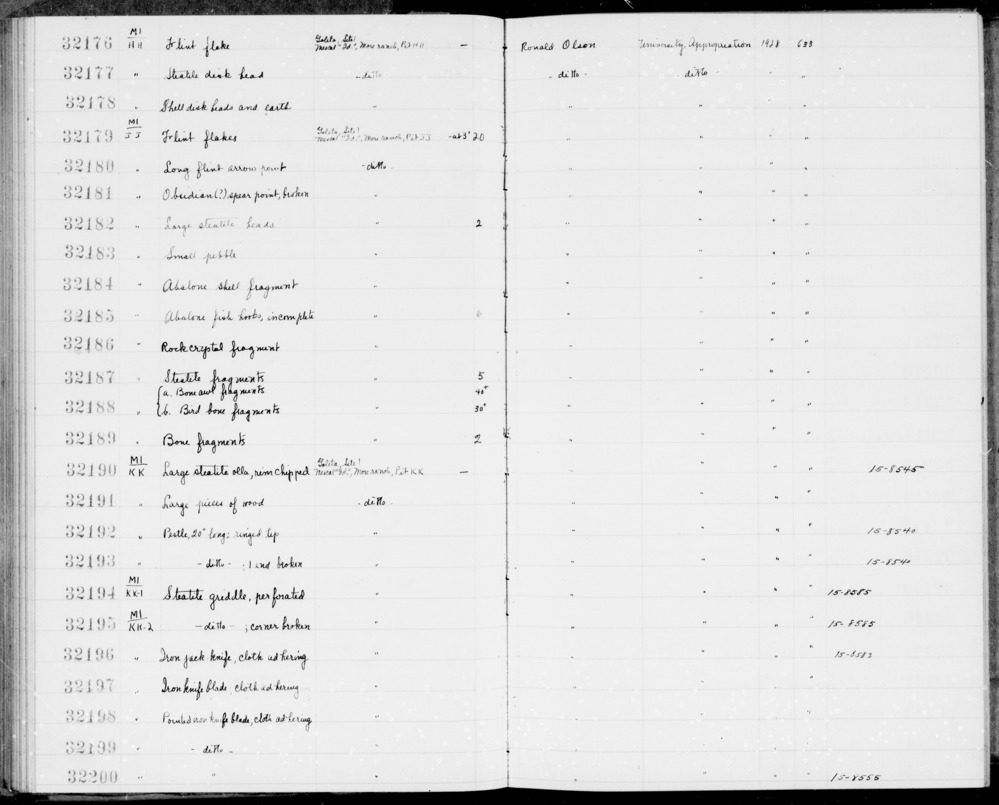 Documentation associated with Hearst Museum object titled Fishhooks, accession number 1-32185, described as Abalone fishhooks, incomplete.