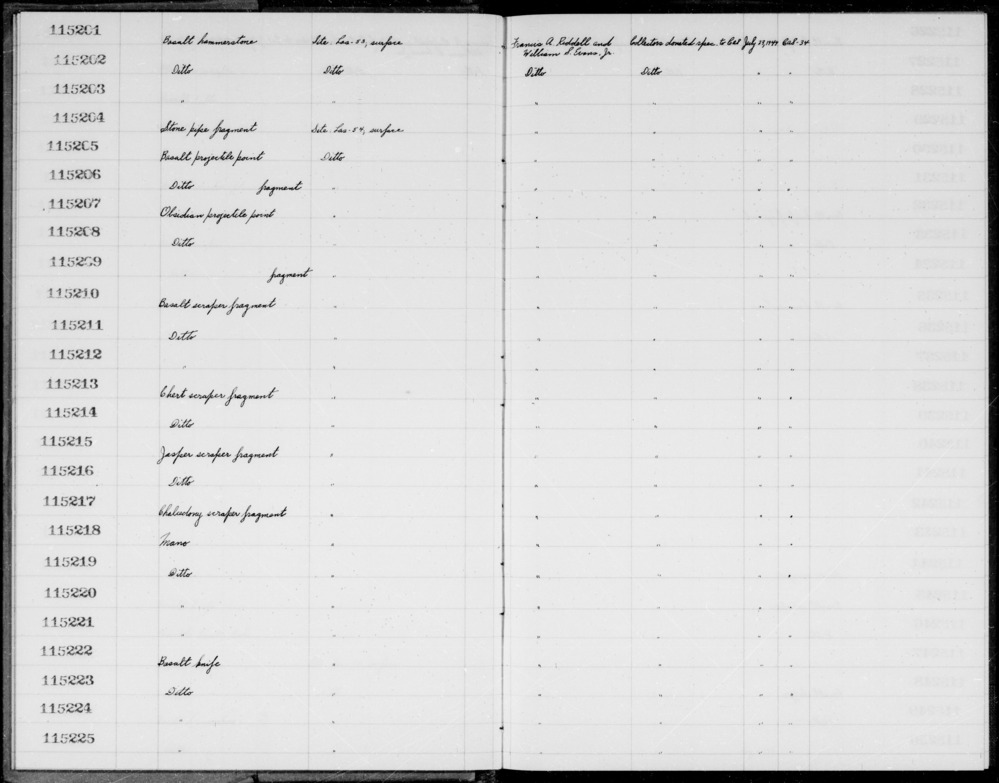 Documentation associated with Hearst Museum object titled Knife, accession number 1-115223, described as Basalt.