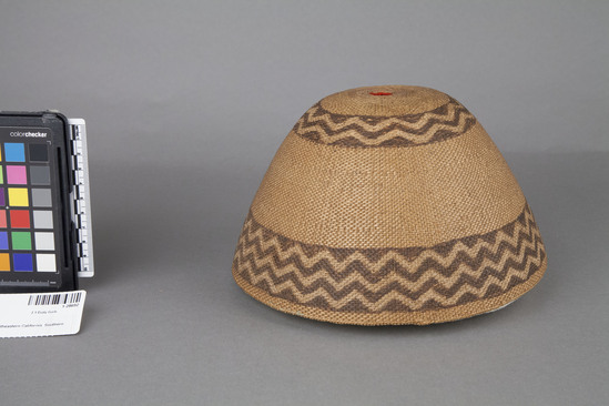 Hearst Museum object 2 of 2 titled Basketry cap, accession number 1-28692, described as Twined basketry.