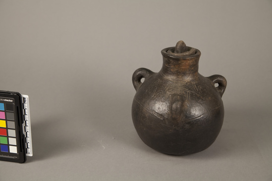 Hearst Museum object titled Vessel with stopper, accession number 5-4696a,b, described as storage vessel with stopper