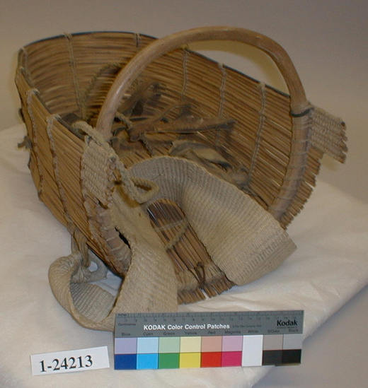 Hearst Museum object titled Cradle, accession number 1-24213, described as Baby basket.