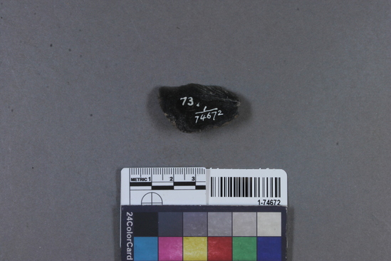 Hearst Museum object titled Scraper, accession number 1-74672, described as Obsidian.