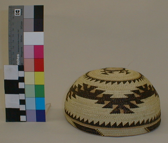 Hearst Museum object titled Hat, accession number 1-70933, described as Twined basketry.