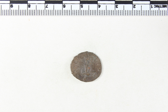 Hearst Museum object 4 of 8 titled Coin: æ, accession number 8-9325, described as Obverse: Tetricus II. Reverse: SPES AVGG Mint Data: 270-273 AD.