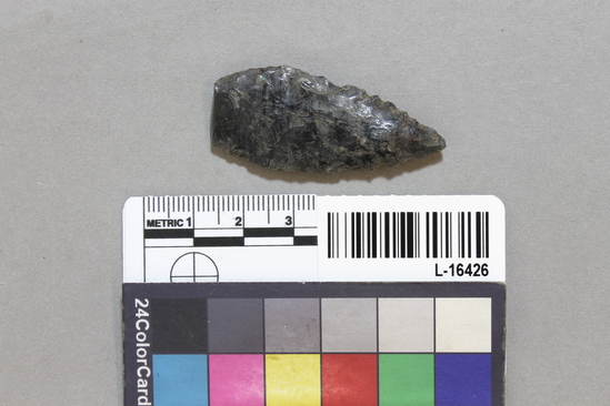 Hearst Museum object titled Projectile, accession number L-16426, described as projectile of obsidian