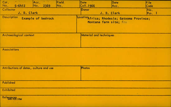 Documentation associated with Hearst Museum object titled Breccia, accession number 5-6412, described as Example of bedrock