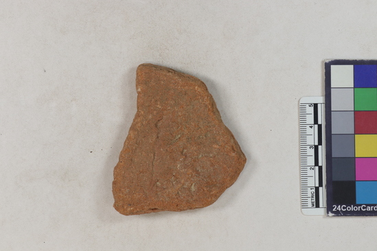 Hearst Museum object 51 of 183 titled Potsherd, accession number 16-8192, described as Potsherd: bodys Section of Manta on beach currently inhabited. Numbers  8111 to 8194 are sherds picked up on beach at low tide.