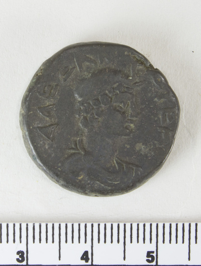 Hearst Museum object 4 of 6 titled Coin: billon tetradrachm, accession number 6-22583, described as head of Galba, right. laureate