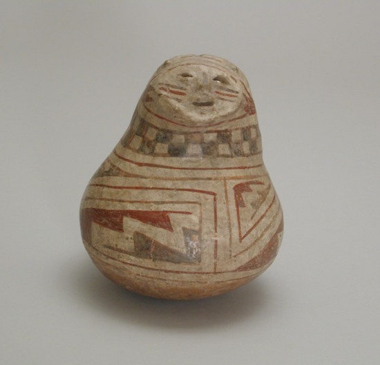 Hearst Museum object titled Pot, accession number 3-11121, described as Effigy pot, polychrome: H 175 mm, diam 148 mm