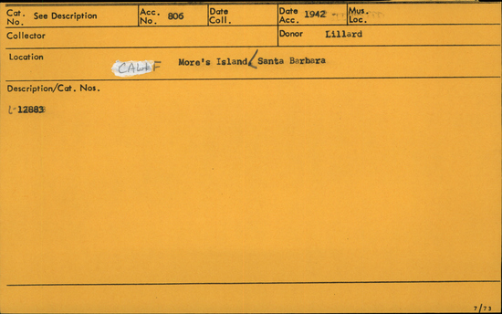 Documentation associated with Hearst Museum object titled Fishhook, accession number L-12883, described as Abalone shell