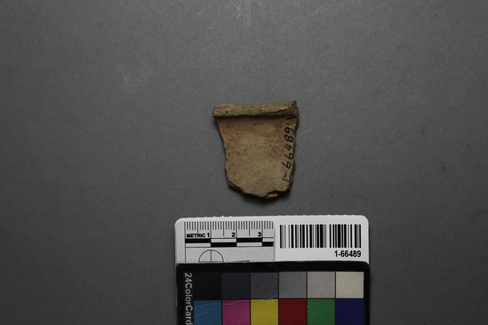 Hearst Museum object titled Potsherd, accession number 1-66489, described as Potsherd, Parker Buff, jar rim