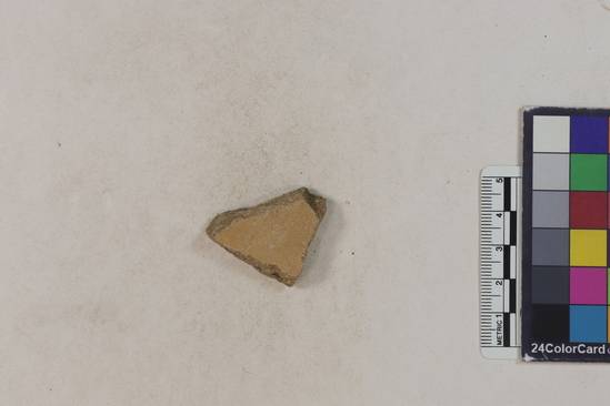 Hearst Museum object 25 of 183 titled Potsherd, accession number 16-8192, described as Potsherd: bodys Section of Manta on beach currently inhabited. Numbers  8111 to 8194 are sherds picked up on beach at low tide.