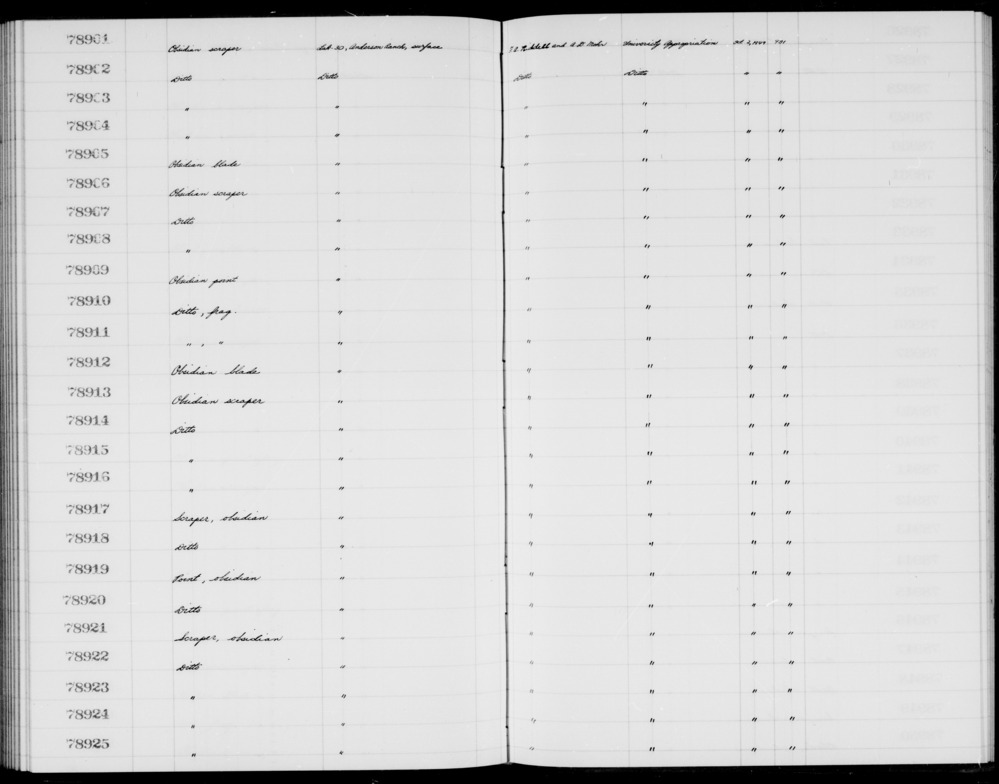 Documentation associated with Hearst Museum object titled Scraper, accession number 1-78921, described as Obsidian.