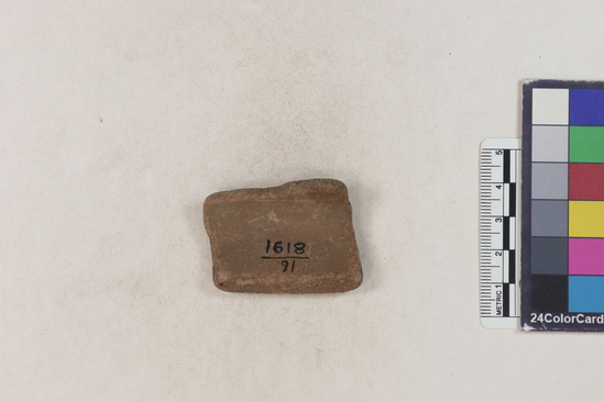 Hearst Museum object 128 of 160 titled Potsherd, accession number 16-8191, described as Potsherd: rims Section of Manta on beach currently inhabited. Numbers  8111 to 8194 are sherds picked up on beach at low tide.