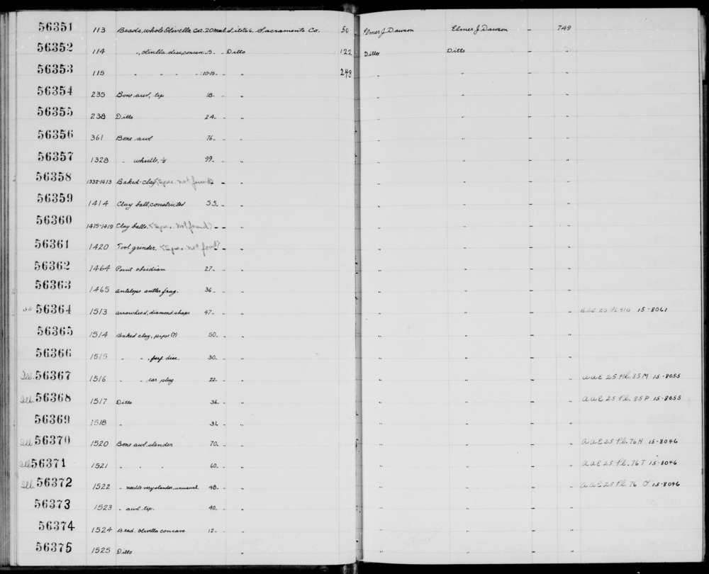 Documentation associated with Hearst Museum object titled Bead, accession number 1-56352, described as Beads, Olivella disc, concave,