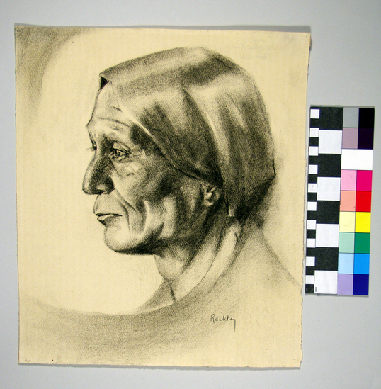 Hearst Museum object titled Drawing, accession number 17-353, described as Charcoal drawing of Indian Joe.