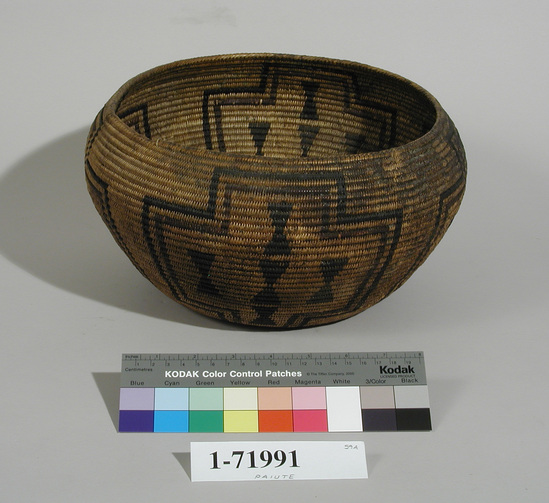 Hearst Museum object titled Bowl basket, accession number 1-71991, described as Coiled. Bowl shape.