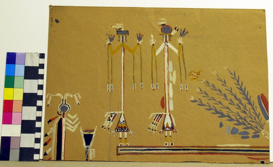 Hearst Museum object 2 of 2 titled Color print, accession number 17-404, described as Reproduction of Navajo sand painting.