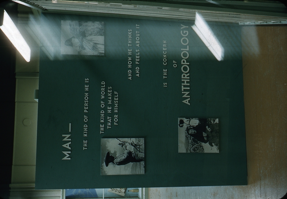 Hearst Museum object titled Color slide, accession number 25-1202, described as Main Exhibit, Museum Bldg. 1956-1957: Entrance plaque.