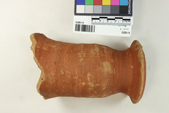 Hearst Museum object titled Incomplete pot stand, accession number 6-14870, described as incomplete pottery pot stand; diameter 8cm, height 14cm