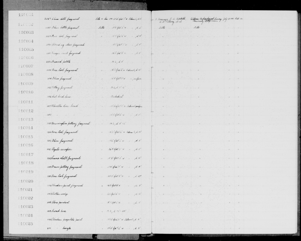 Documentation associated with Hearst Museum object titled Worked bone, accession number 1-110019, described as Bone.