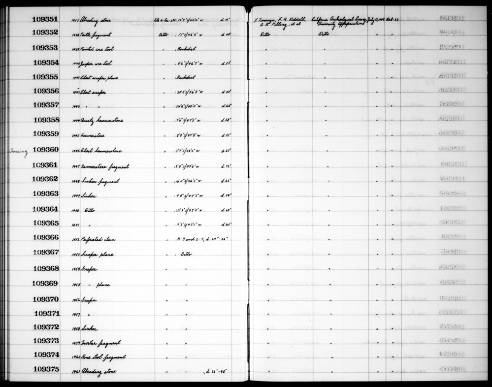 Documentation associated with Hearst Museum object titled Worked bone, accession number 1-109374, described as Bone