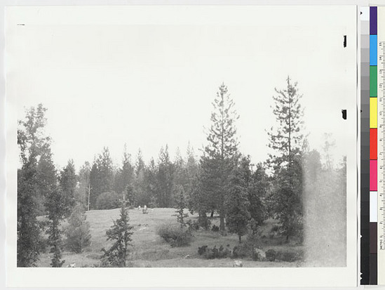 Hearst Museum object titled Black-and-white negative, accession number 15-7119, described as Central Miwok village site Eyeyaku, from north