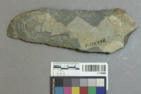 Hearst Museum object titled Knife, accession number 1-175488, described as Large stone knife