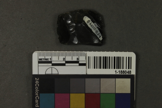 Hearst Museum object titled Blade fragment, accession number 1-188048, described as Obsidian