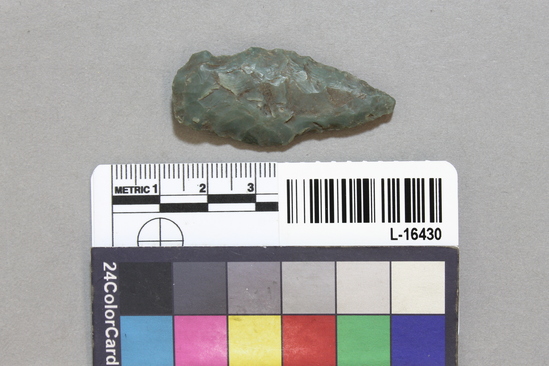 Hearst Museum object titled Projectile, accession number L-16430, described as projectile of chert