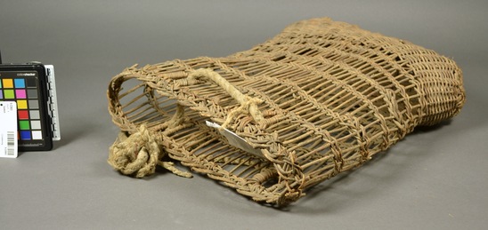 Hearst Museum object titled Basket, kodasu, accession number 9-22905, described as A woven basket that would be worn on the back.