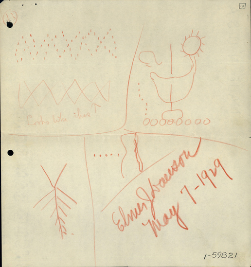 Hearst Museum object titled Drawings, accession number 1-59821, described as Freehand drawings of pictographs