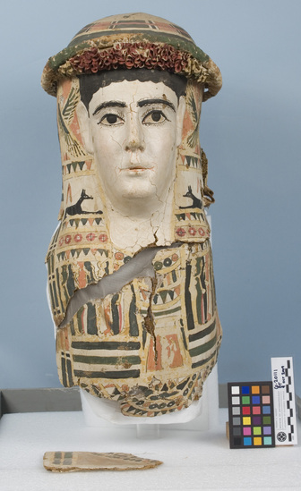 Hearst Museum object titled Mummy mask, accession number 6-20116, described as Mummy mask, broken