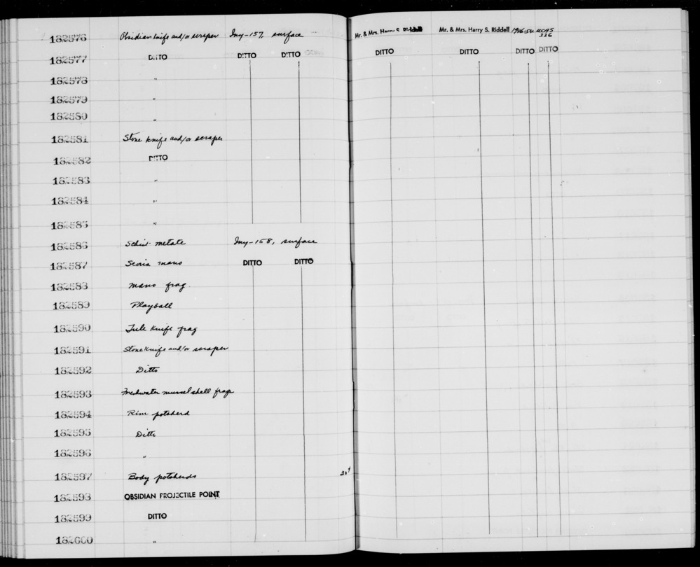 Documentation associated with Hearst Museum object titled Shell fragment, accession number 1-182593, described as Freshwater mussel.