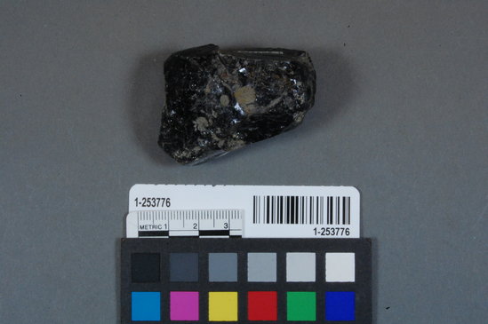 Hearst Museum object titled Black rock, accession number 1-253776, described as black glass slag