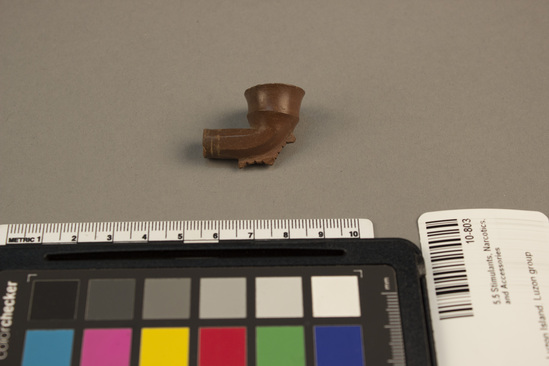 Hearst Museum object 2 of 2 titled Pipe bowl, accession number 10-803, described as Small brown clay pipe bowl